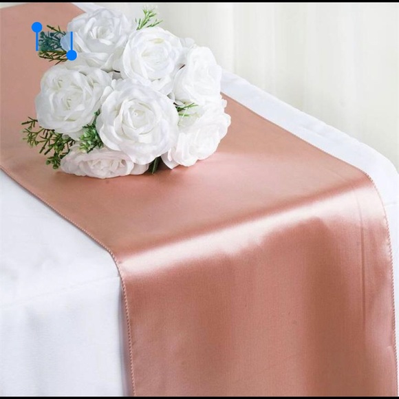 12"x108" Dusty Rose Satin Table Runner - Picture 3 of 3